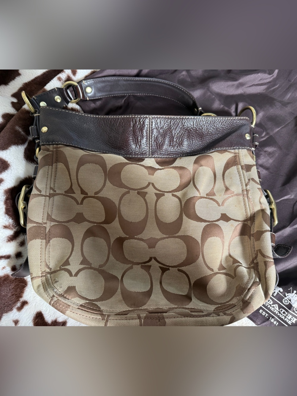 Tan and brown signature vintage coach bag - Picture 8 of 12